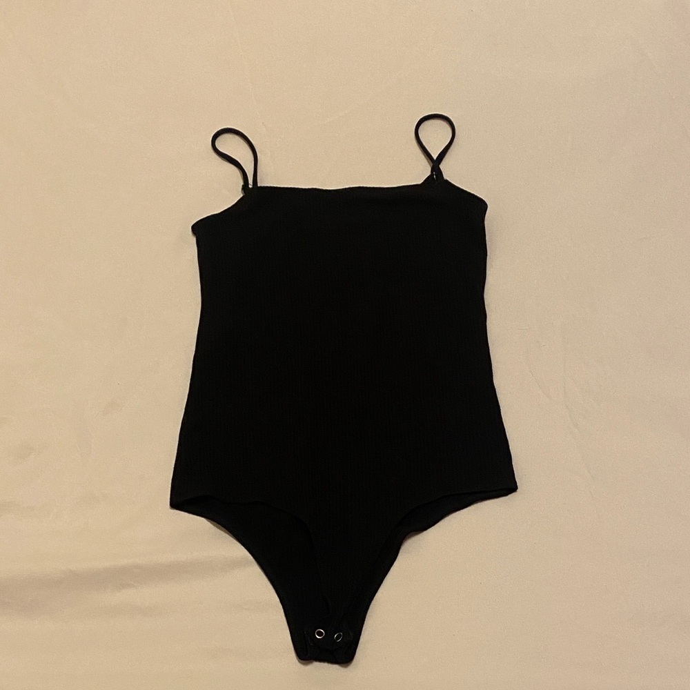 Black Ribbed Bodysuit